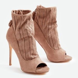 JUSTFAB suede open toe heel booties women’s Size 9